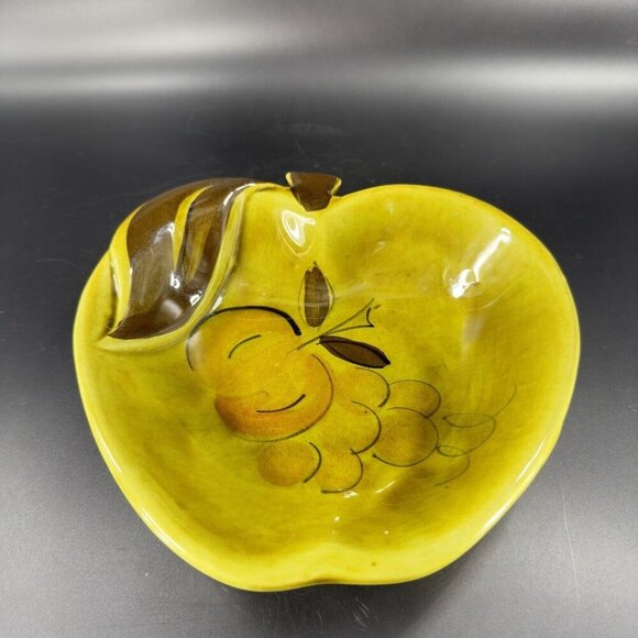 Vintage California Pottery Apple Shaped Fruit Dish Bowl Plate Green Marked USA - Picture 15 of 15